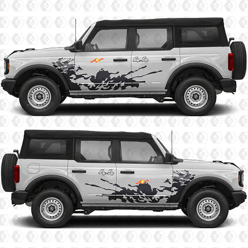 Grafiche Adesive in Vinile 4x4 Off Road per Portiere Laterali Splash 2 per Ford Bronco