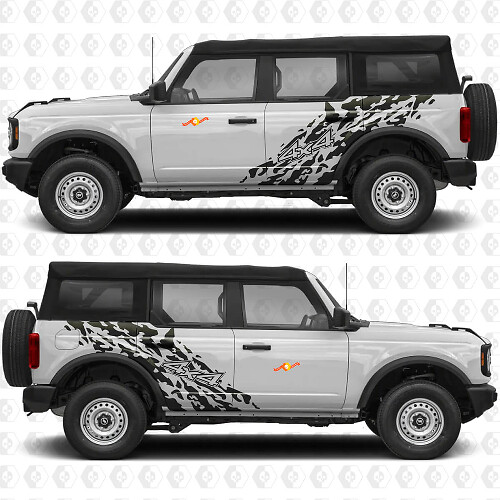 Adesivo in vinile per porte laterali splash off-road 4x4 3 pezzi per Ford Bronco