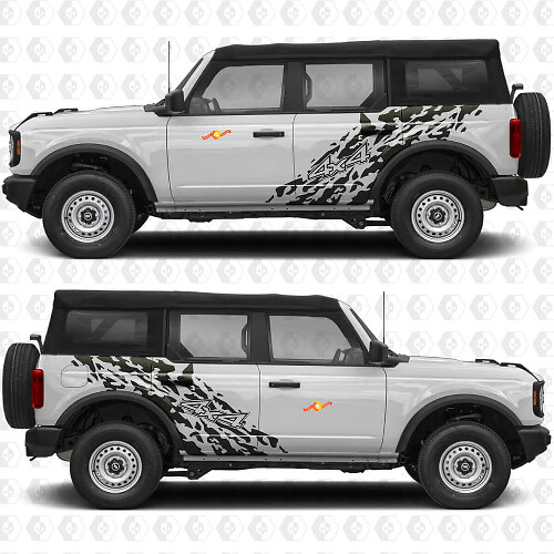 Adesivo in vinile per porte laterali splash off-road 4x4 3 pezzi per Ford Bronco