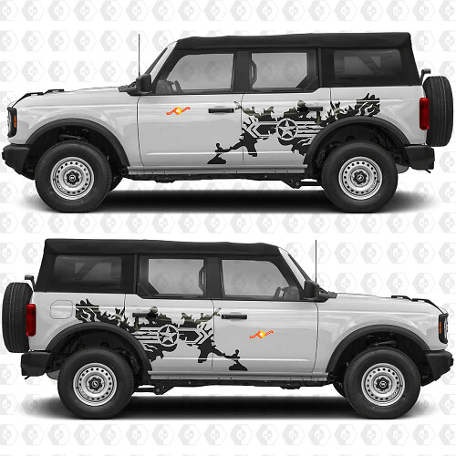 Adesivo in vinile grafico Military Star Splash per porte laterali adatto a Ford Bronco