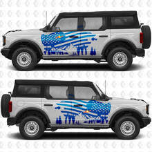Adesivo in vinile con grafica US USA Flag Mountains Side Doors compatibile con Ford Bronco 2