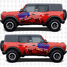 Adesivo in vinile con grafica US USA Flag Mountains Side Doors compatibile con Ford Bronco 3