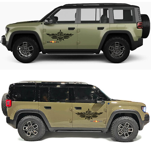 Adesivo in Vinile con Teschio Punisher Military Star per Porte Laterali Jeep Recon