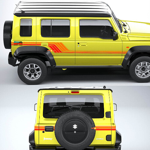 Kit di Adesivi in Vinile con Strisce Laterali e Posteriori in Stile Retrò Heritage per Suzuki Jimny XL