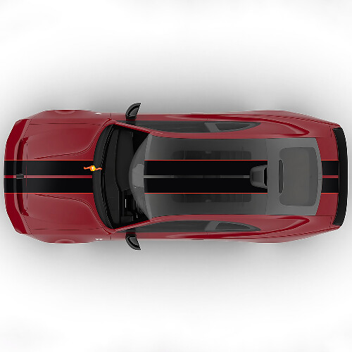 Adesivo vinilico Sixpack Dual Central Stripes Hood Rally Offset per Dodge Charger Daytona