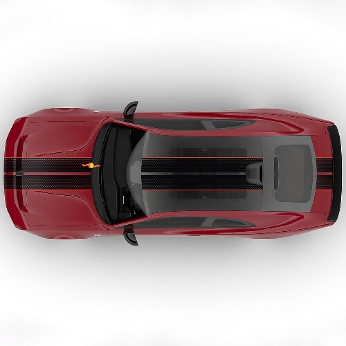 Sixpack Strisce Centrali Doppie Cofano Rally Adesivo Vinilico Offset 2 per Dodge Charger Daytona