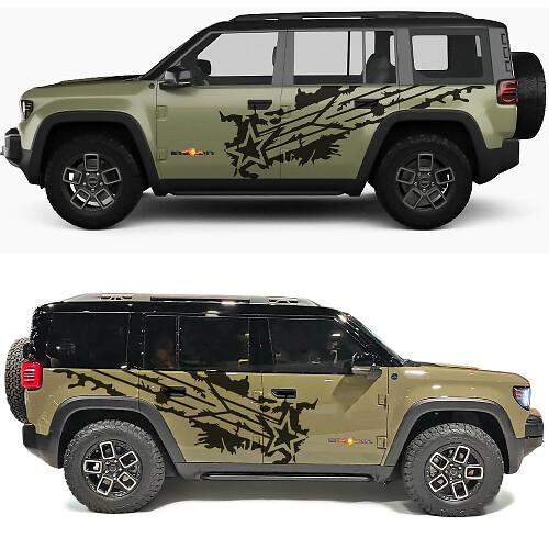 Adesivo in vinile Military Star Splash per porte laterali Jeep Recon 1