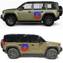 Adesivo in Vinile per Porte Laterali con Mappa Topografica e Montagne Overland Adventure per Jeep Recon 3