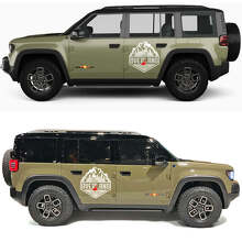 Adesivo in vinile per porte laterali Overland Campfire Foresta e Montagne per Jeep Recon 2
