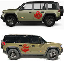 Adesivo in vinile per porte laterali Overland Campfire Foresta e Montagne per Jeep Recon 3
