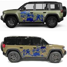 Adesivo in Vinile con Bandiera USA Logorata e Montagne per Portiere Laterali Jeep Recon Bigfoot 3