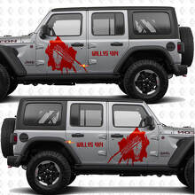 Adesivo in vinile con marchi artigliati a forma di teschio 4x4 per porte laterali, compatibile con Jeep Wrangler 2