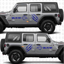 Adesivo in vinile 4x4 con graffi a artiglio per porte laterali Willys adatto a Jeep Wrangler 2