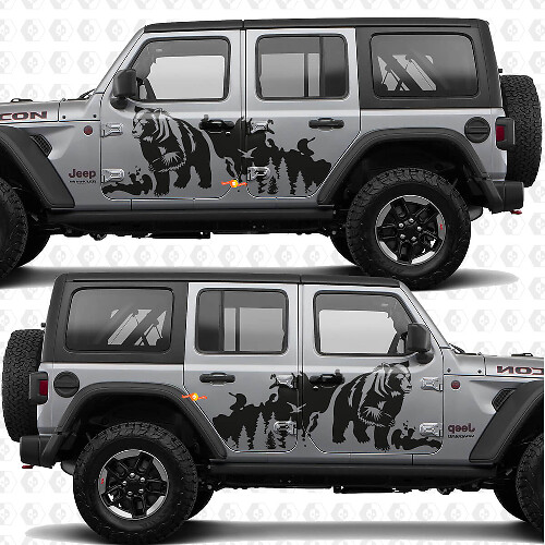 Adesivo in vinile Bear Trees Splash Side Doors adatto a Jeep Wrangler 1