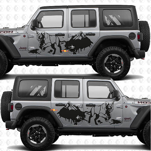 Adesivo in vinile per porte laterali Cougar Mountains Splash compatibile con Jeep Wrangler 1