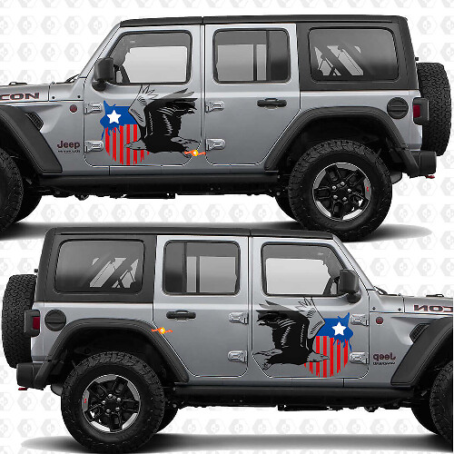 Adesivo decalcomania in vinile con aquila calva stella militare per porte laterali, compatibile con Jeep Wrangler 1