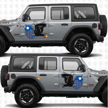 Adesivo decalcomania in vinile con aquila calva stella militare per porte laterali, compatibile con Jeep Wrangler 3