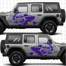 Overland Mountains Tramonto Splash Adesivo in vinile per porte laterali adatto a Jeep Wrangler 3