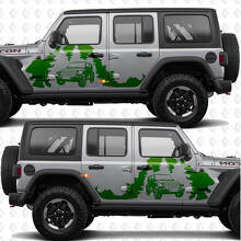 Adesivo decalco in vinile Overland Forest Splash per porte laterali adatto a Jeep Wrangler 2