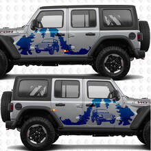 Adesivo decalco in vinile Overland Forest Splash per porte laterali adatto a Jeep Wrangler 3