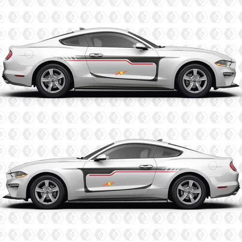 Adesivo Vinilato a Strisce Classiche per Porta Laterale per Ford Mustang 2014-2023