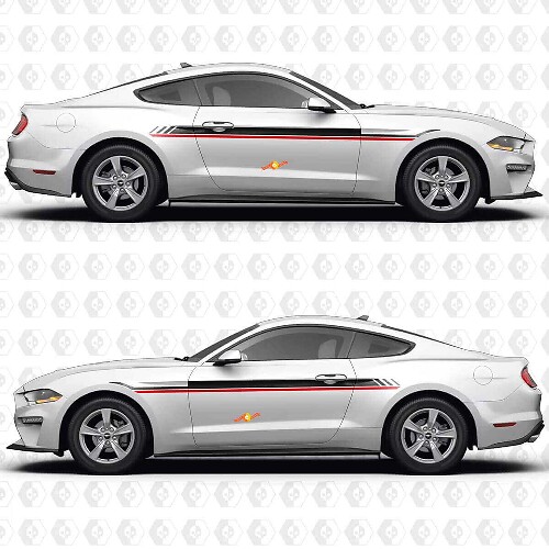 Kit di adesivi in vinile con strisce laterali da corsa doppie per Musclecar Musclecarmodel S550_1