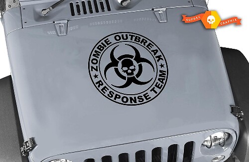 Adesivo Decalcomania Squadra di Risposta all’Epidemia Zombie Skull per Jeep Wrangler Rubicon