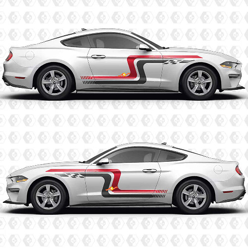 Adesivo Vinilico Vintage Racing Blocks per Portiere Laterali per Musclecar Musclecarmodel