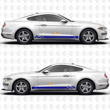 Adesivo Vinile Laterale con Bandiera a Scacchi e Triple Strisce per Ford Mustang_2