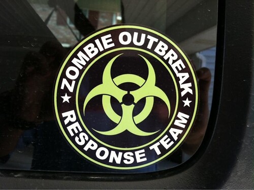 Adesivo in vinile per finestrino laterale per emergenza biologica del team di risposta all'epidemia zombie per Jeep Wrangler