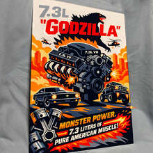 Pannello d'Arte da Parete per Garage in Acrilico Lucido 7.3L Godzilla Monster Power 2