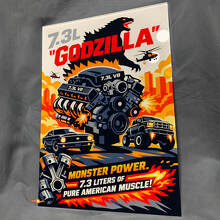 Pannello d'Arte da Parete per Garage in Acrilico Lucido 7.3L Godzilla Monster Power 3