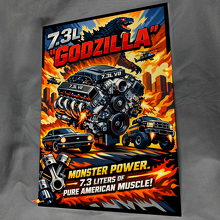 Pannello Artistico da Parete per Garage in Acrilico Lucido Godzilla Monster Power 7.3L #2 3