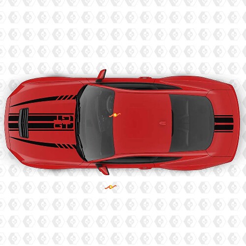 Strisce Muscolari Simmetriche GT Adesivi in Vinile per Cofano e Bagagliaio per Ford Mustang 1