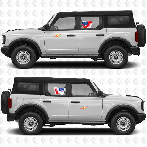 Adesivo in Vinile con Bandiera USA Logorata per Porte Laterali per Ford Bronco 1