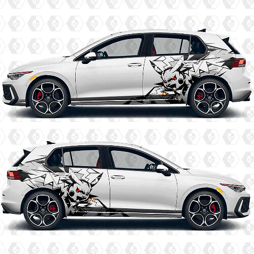 Kit di Adesivi in Vinile Fulmine di Pikachu per Paraurti Posteriore Volkswagen Golf