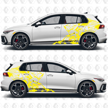 Adesivi in vinile grafici astratti Pikachu Lampo lato porta portiera posteriore per Volkswagen Golf 3