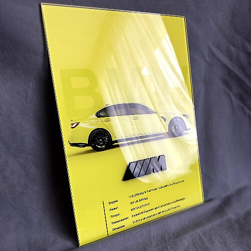 Pannello artistico da parete per garage BMW M3 G80 in acrilico lucido