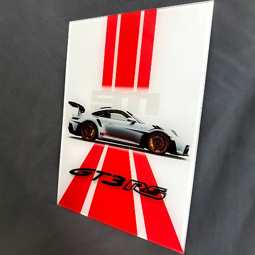 Pannello Artistico da Parete per Garage in Acrilico Lucido Ispirato alla GT3 RS