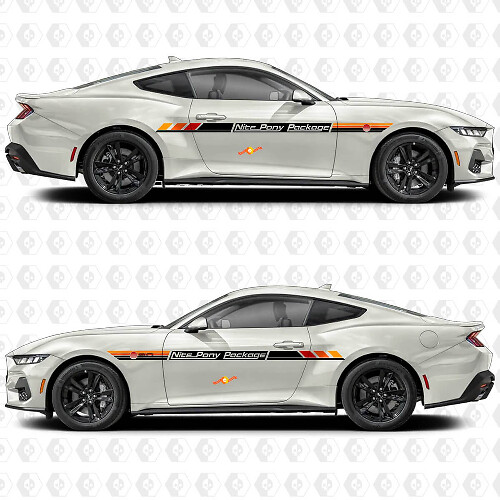 Adesivo Vinile Grafica Striscia Laterale Stile Gradient Sunset Retrò Pacchetto Nite Pony per Porta Ford Mustang