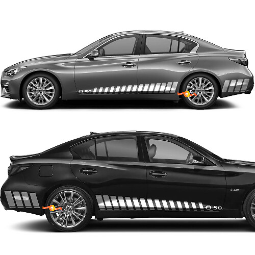 Kit adesivi in vinile con strisce da corsa stroboscopiche per battitacco Infiniti Q50 Q60