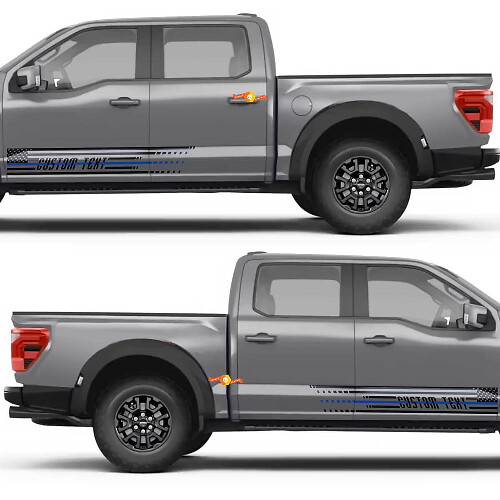 Adesivo in vinile per porte laterali con linea blu sottile e bandiera USA per Ford F-150