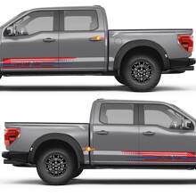 Adesivo in vinile per porte laterali con linea blu sottile e bandiera USA per Ford F-150 2