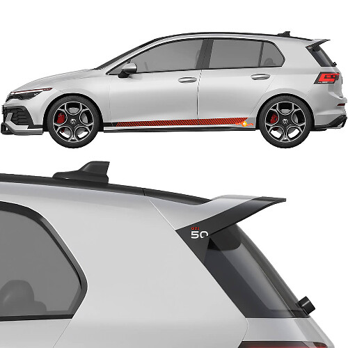 Kit Adesivi Vinyl Strisce Laterali Racing & Spoiler GTI 50 per Volkswagen Golf GTI Edition 50_1