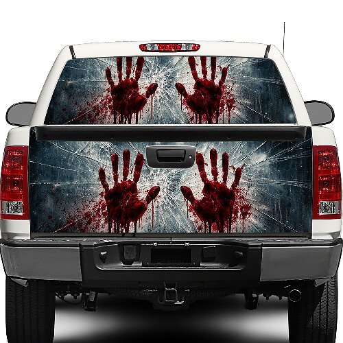 Adesivo in Vinile Mani Zombie su Vetro Posteriore Rotto o Portellone per Pick-up e SUV