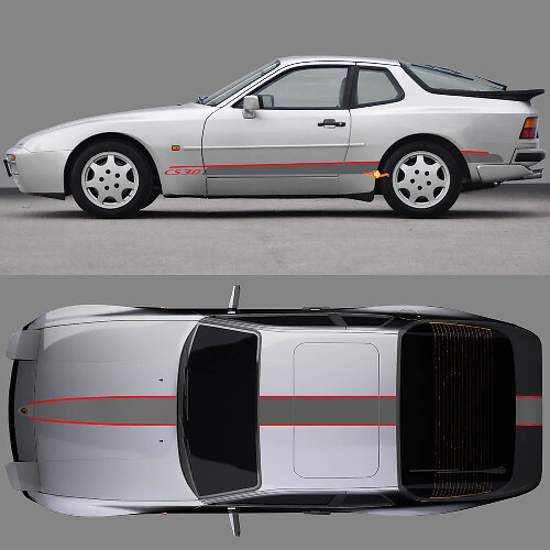 Kit Adesivi in Vinile Striscia Laterale Cofano e Tetto CS 30 per Porsche 944