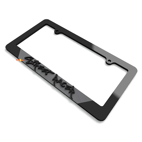 Street Racer Black Grey Acrylic License Plate Frame for Car lovers