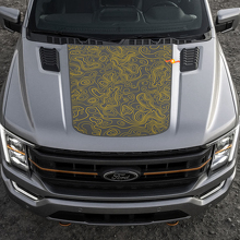 Central Hood Topographic Map Graphics Vinyl Decal for Ford F-150 Tremor 3