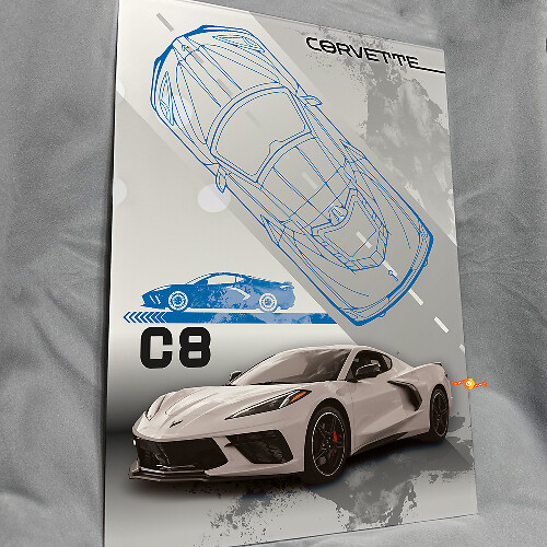 Pannello Artistico da Parete in Acrilico Lucido Personalizzato C8 per appassionati di Chevy Corvette