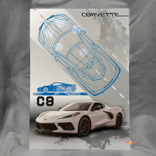 Pannello Artistico da Parete in Acrilico Lucido Personalizzato C8 per appassionati di Chevy Corvette 3